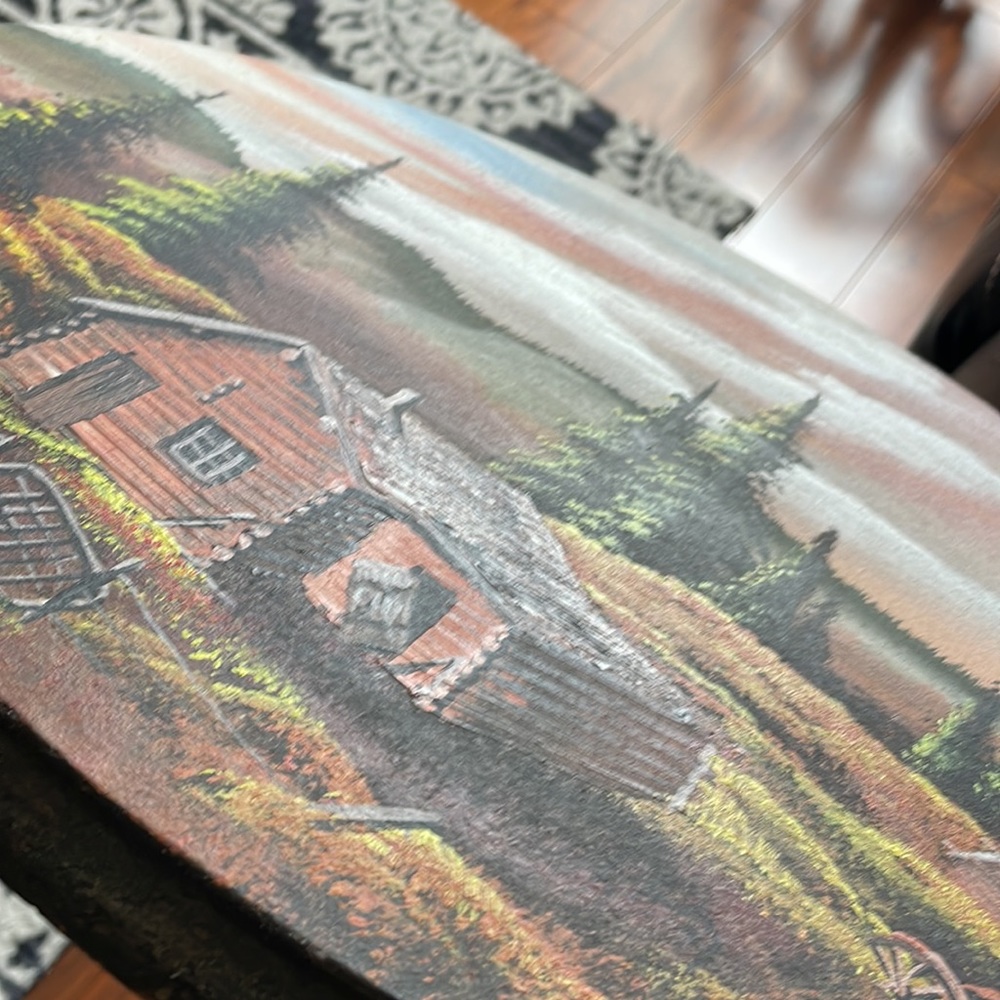 Ray Senft vintage hand painted wood log cabin in the woods forest nature 1970s - Picture 14 of 14